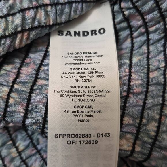 Sandro Pinelle Smocked Floral Mini Dress Blue Violet 40 UK or 8 US - Picture 6 of 10